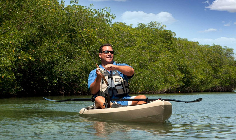 angler in fishing kayak